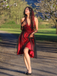 Robe trapèze rouge années 50 en maille à pois cocktail chic