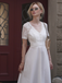 Robe blanche en patchwork de dentelle col V années 1940