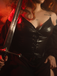 Corset gothique en cuir noir style chauve-souris 1970s