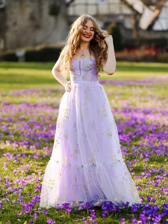 Robe en maille florale à lacets et baleines des années 1930