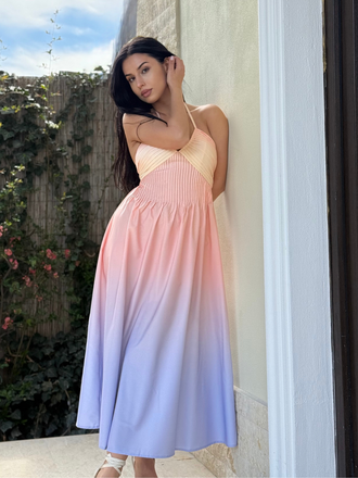 [Prévente] Robe dos nu à décolleté plongeant en V ombré années 1940