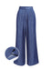 Pantalon large taille haute bleu