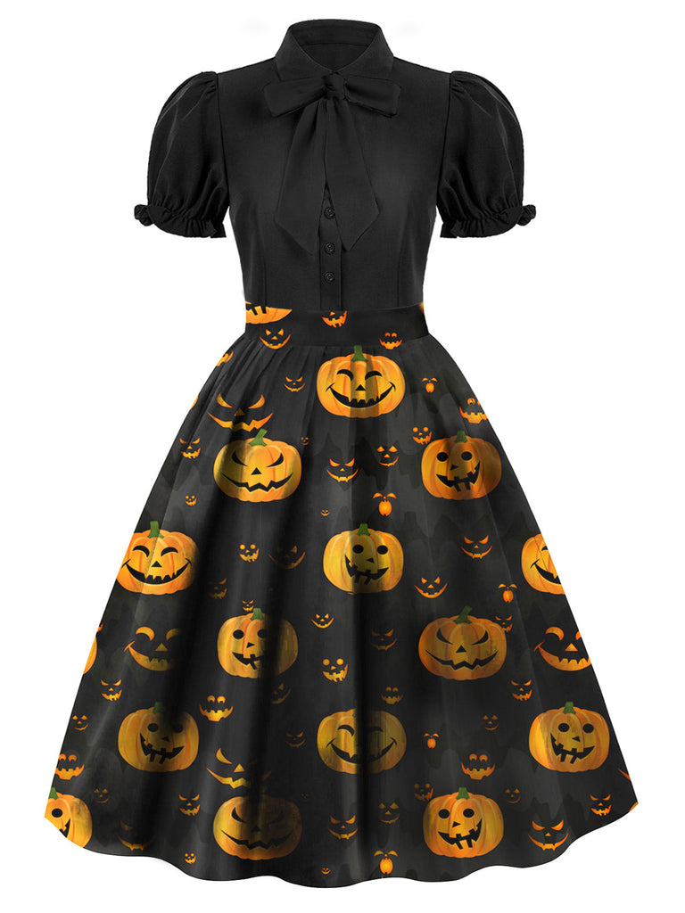 [Prévente] Robe à nœud papillon citrouille d'Halloween des années 1950