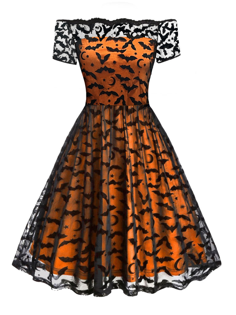 [Prévente] Robe trapèze en dentelle à épaules dénudées des années 1950