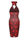 [Prévente] Robe dos nu Halloween crâne rouge foncé des années 1960