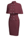 2PCS Robe Crayon Vintage Année 60 avec Cape Rouge Pin Up