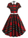 Robe Swing Vintage Années 50 à Carreaux Rouge Chic