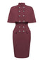 2PCS Robe Crayon Vintage Année 60 avec Cape Rouge Pin Up