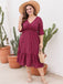 Robe à pois grande taille à manches mi-longues et col en V des années 1950
