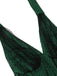 Robe en maille à pois dos nu de Noël verte des années 1950 Cocktail