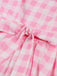 Robe rose grande taille à bretelles à carreaux des années 1950