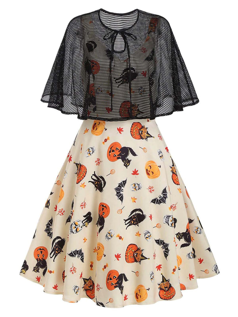 Robe de Costume Années 50 Avec Cape Déguisement Halloween