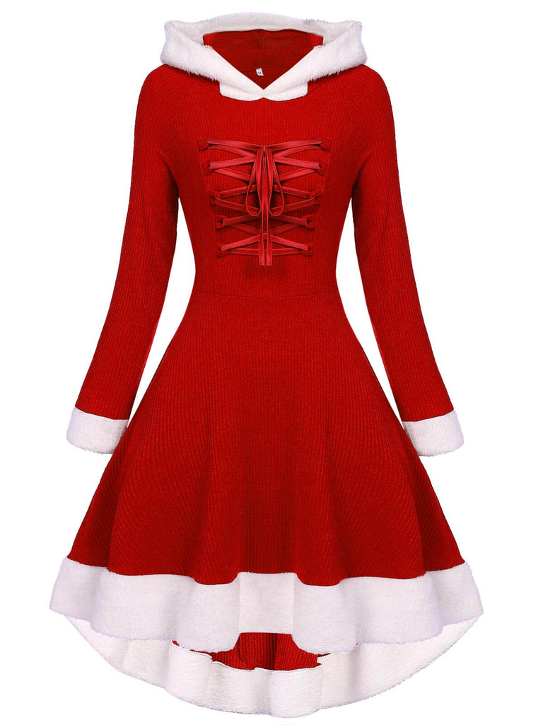 Robe de Noël Vintage Année 50 Avec Chapeau Bordeaux Pin Up