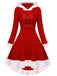 Robe de Noël Vintage Année 50 Avec Chapeau Bordeaux Pin Up