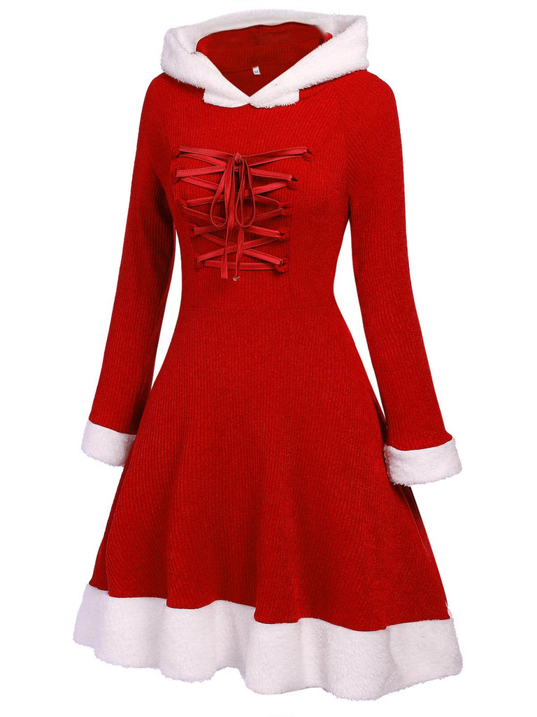 Robe de Noël Vintage Année 50 Avec Chapeau Bordeaux Pin Up