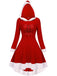 Robe de Noël Vintage Année 50 Avec Chapeau Bordeaux Pin Up