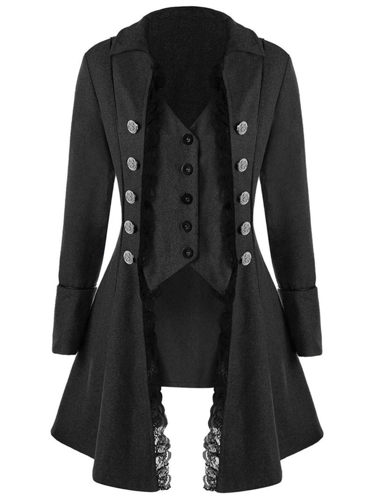 Veste Asymétrique Médiéval Vintage Dentelle à Trois Boutons