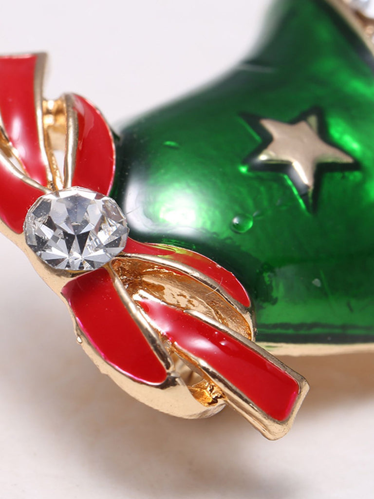 Broche Strass Cloches De Noël Rétro
