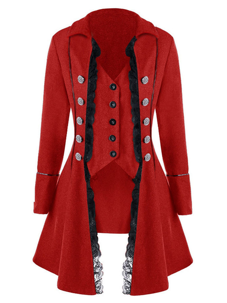 Veste Asymétrique Médiéval Vintage Dentelle à Trois Boutons
