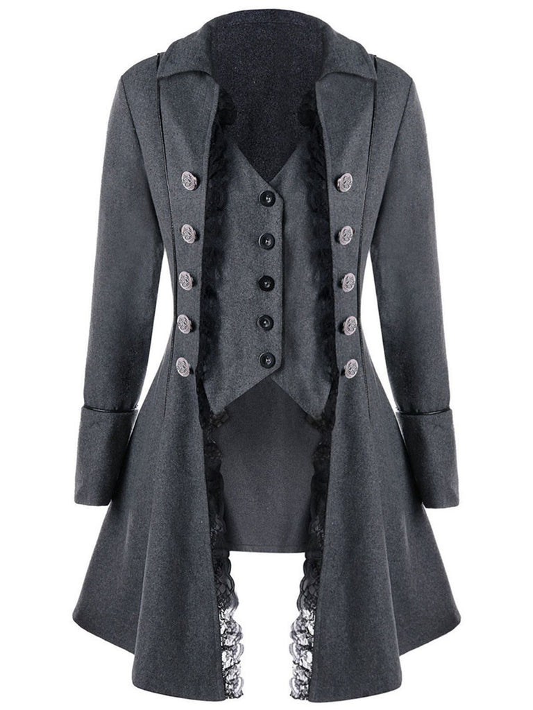 Veste Asymétrique Médiéval Vintage Dentelle à Trois Boutons