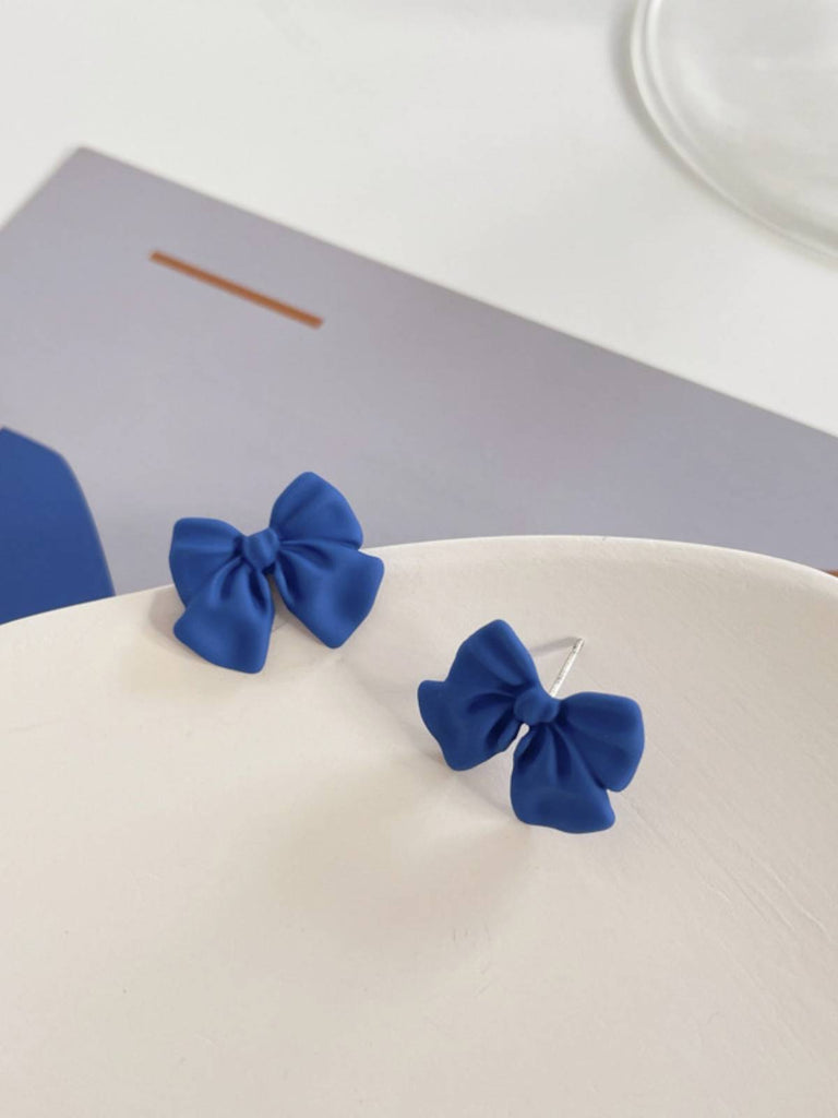 Boucles d'Oreilles Tiges Rétro Nœud Bleu