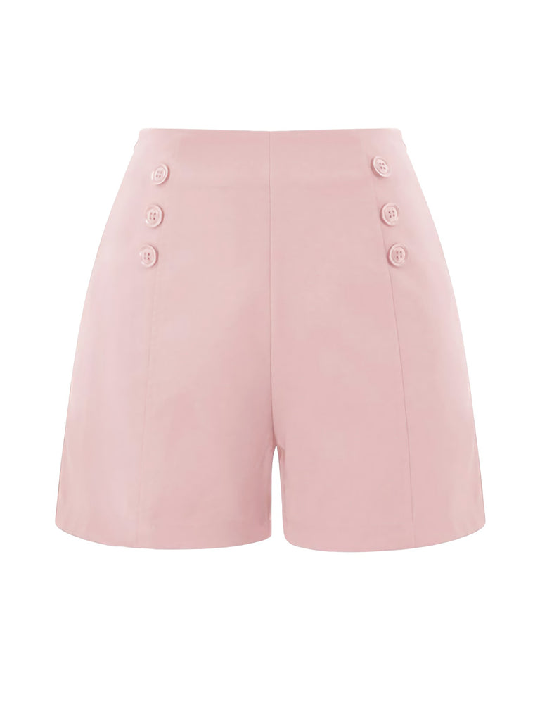 Short Vintage Années 50 Rose Avec buttons