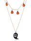 Collier Chaîne Double Rang Citrouille Fantôme Toussaint Halloween