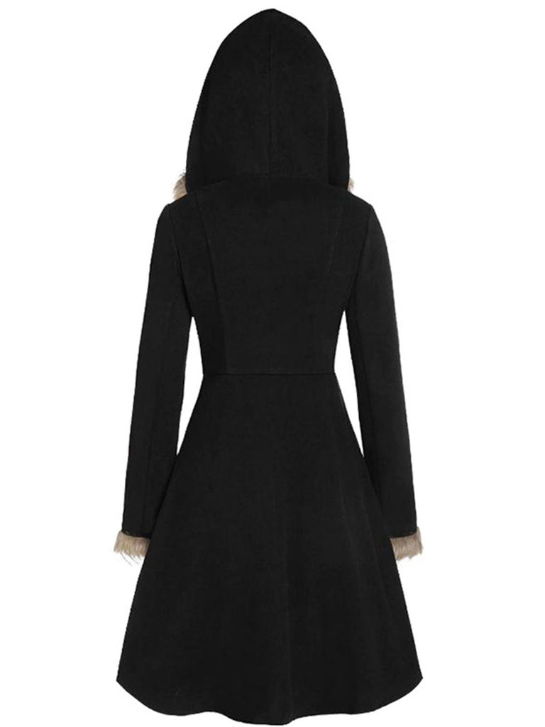 Manteau Vitnage Années 50 Garnie de Fourrure à Boucle