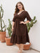 Robe à pois grande taille à manches mi-longues et col en V des années 1950