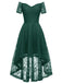 Robe en dentelle florale à épaules dénudées des années 1950