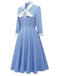 Robe Trapèze à Boutons Bleus des Années 1950