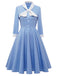 Robe Trapèze à Boutons Bleus des Années 1950