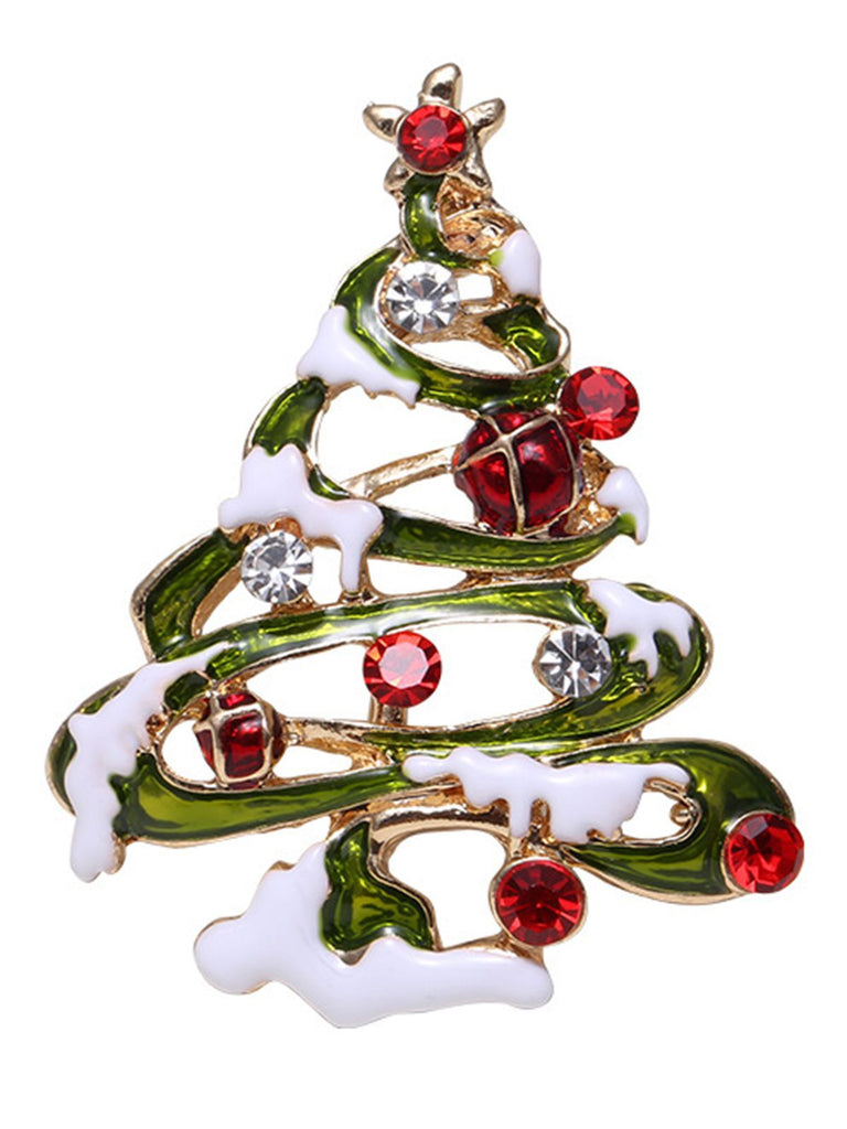 Broche Strass Arbres De Noël Rétro