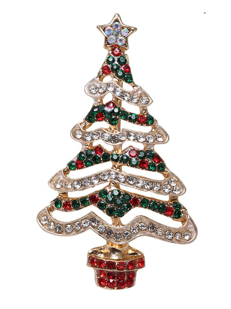 Broche Strass Arbres De Noël Rétro