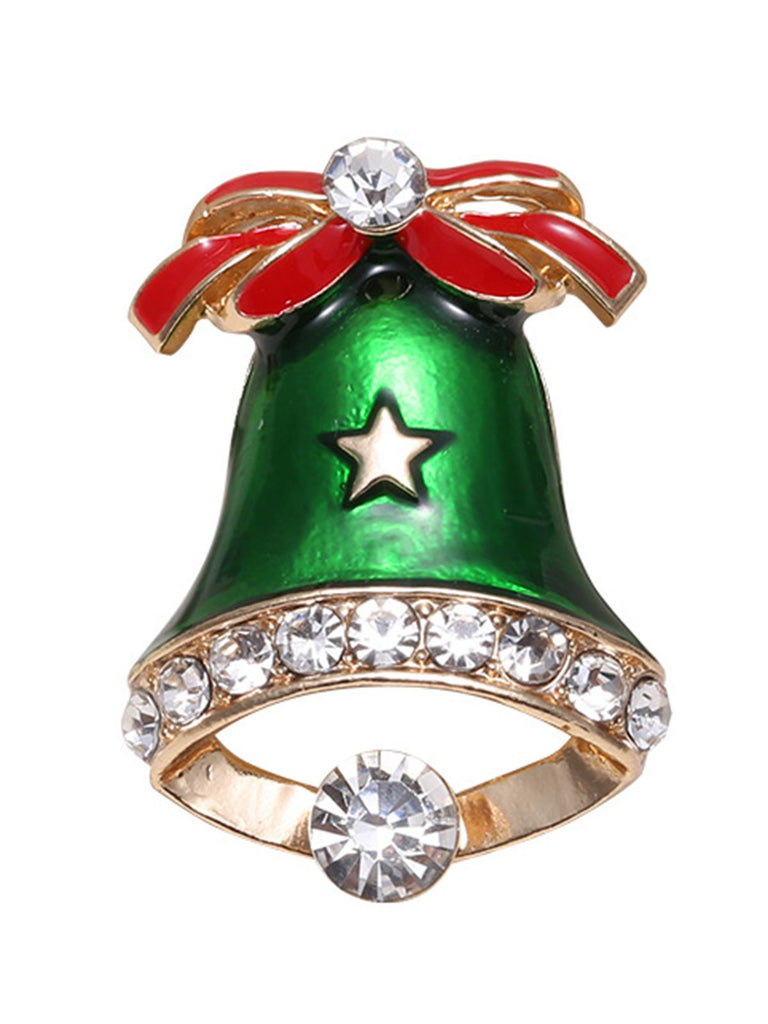 Broche Strass Cloches De Noël Rétro