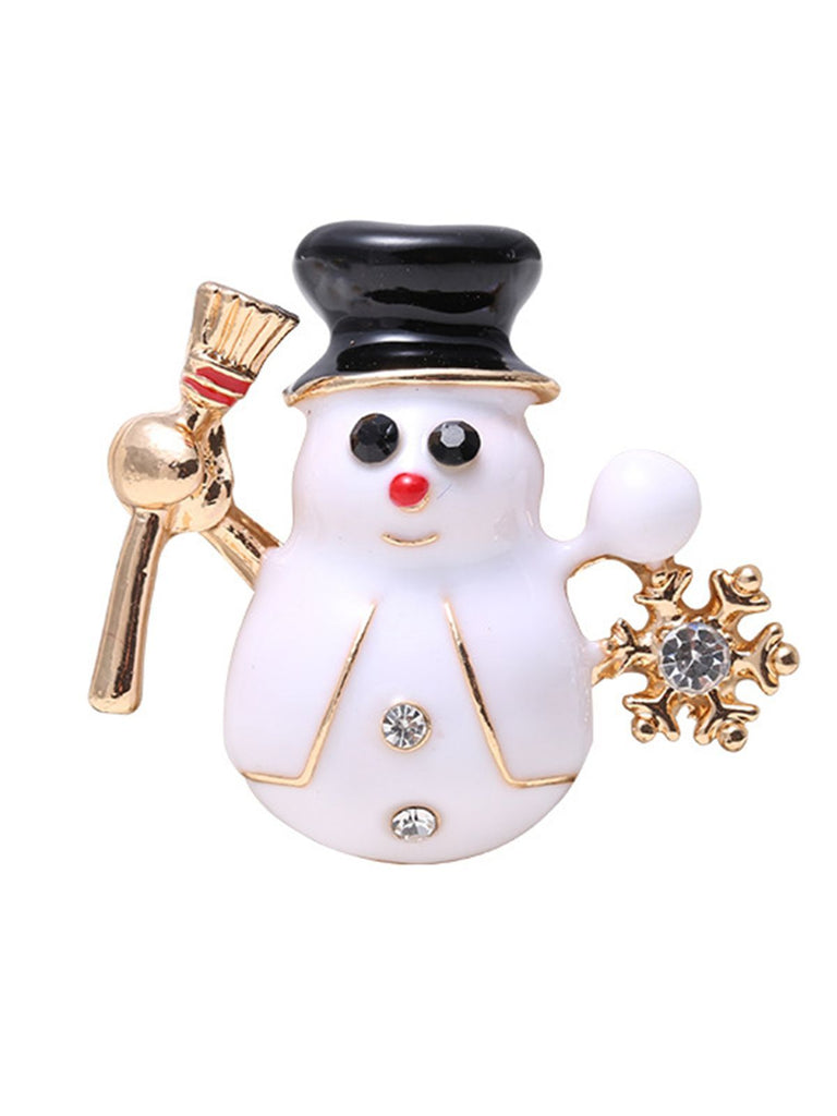 Broche Rétro Noël Bonhomme Neige Strass