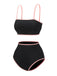 Maillot de bain noir années 40 à bretelles spaghetti contrastantes