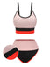 Maillot de bain 1940s rose patchwork à bretelles spaghetti