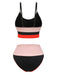 Maillot de bain 1940s rose patchwork à bretelles spaghetti