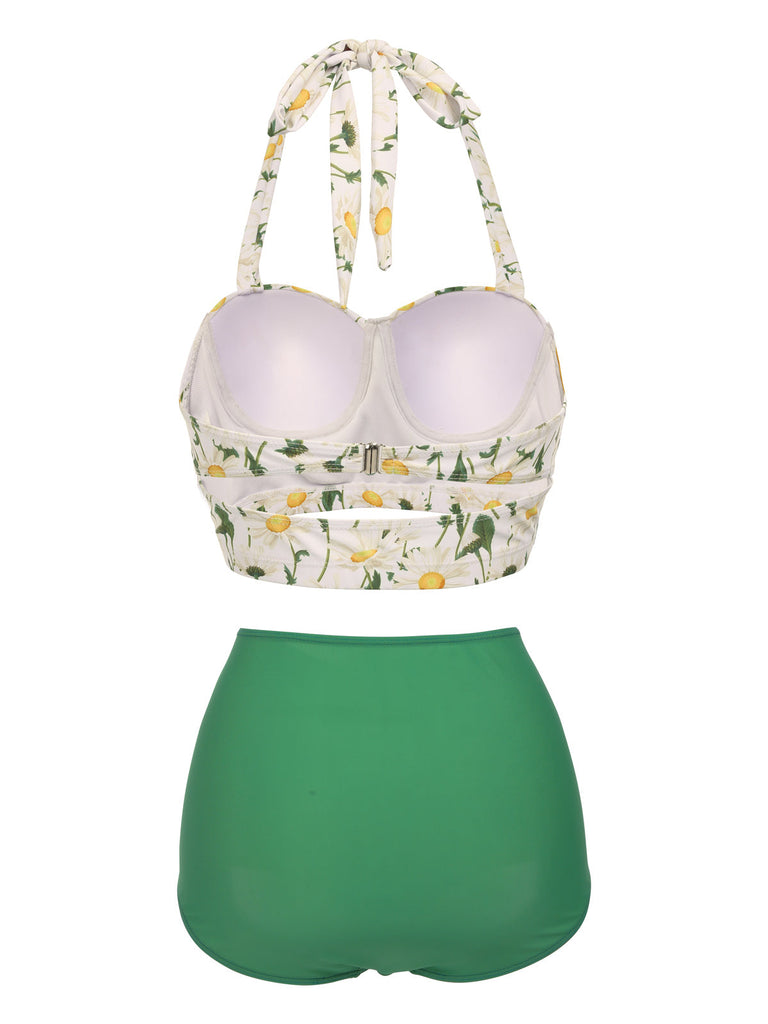 Ensemble de Bikini Fleuri à Dos Nu de Grande Taille à Lacets