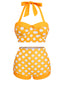 Ensemble de bikini dos nu jaune à pois