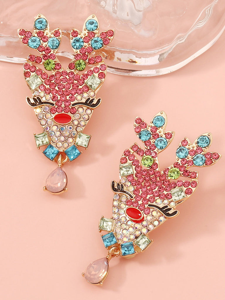 Boucles d'oreilles strass cerf de Noël