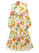 [Prévente] Robe trapèze fleurie à manches longues des années 1930