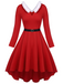 [Grande taille] Robe trapèze rouge unie en fourrure des années 1950