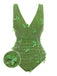 Maillot de bain vert 1960s papillon 3D dentelle patchwork