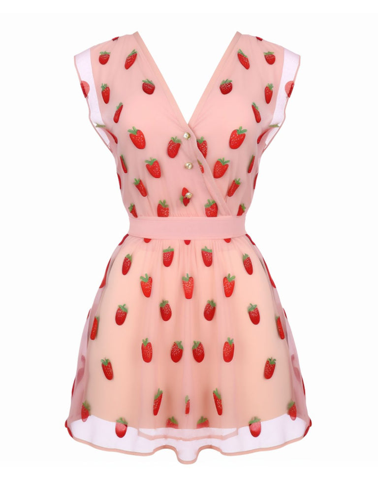 Mini-robe en maille rose fraise des années 1960