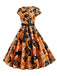 Robe à carreaux orange citrouille d'Halloween des années 1950