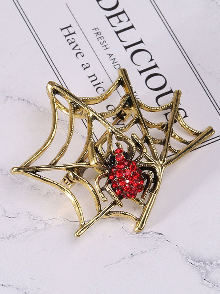 Broche Toile d'Araigné Or Vintage Accessoire Halloween Toussaint