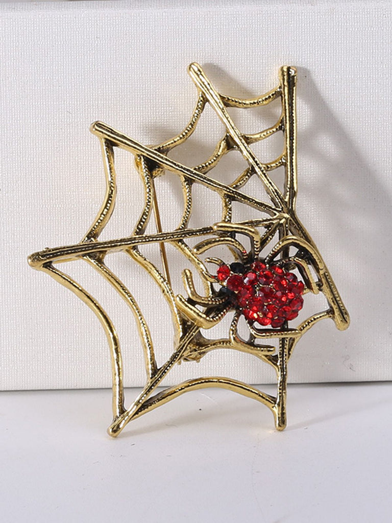 Broche Toile d'Araigné Or Vintage Accessoire Halloween Toussaint