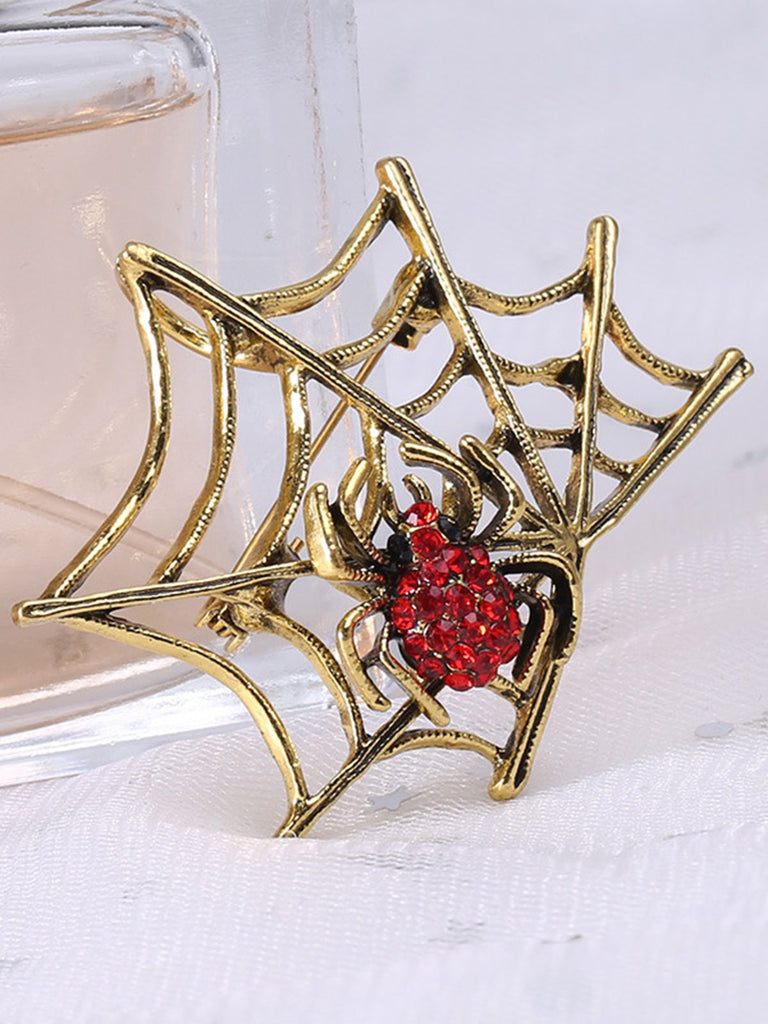 Broche Toile d'Araigné Or Vintage Accessoire Halloween Toussaint